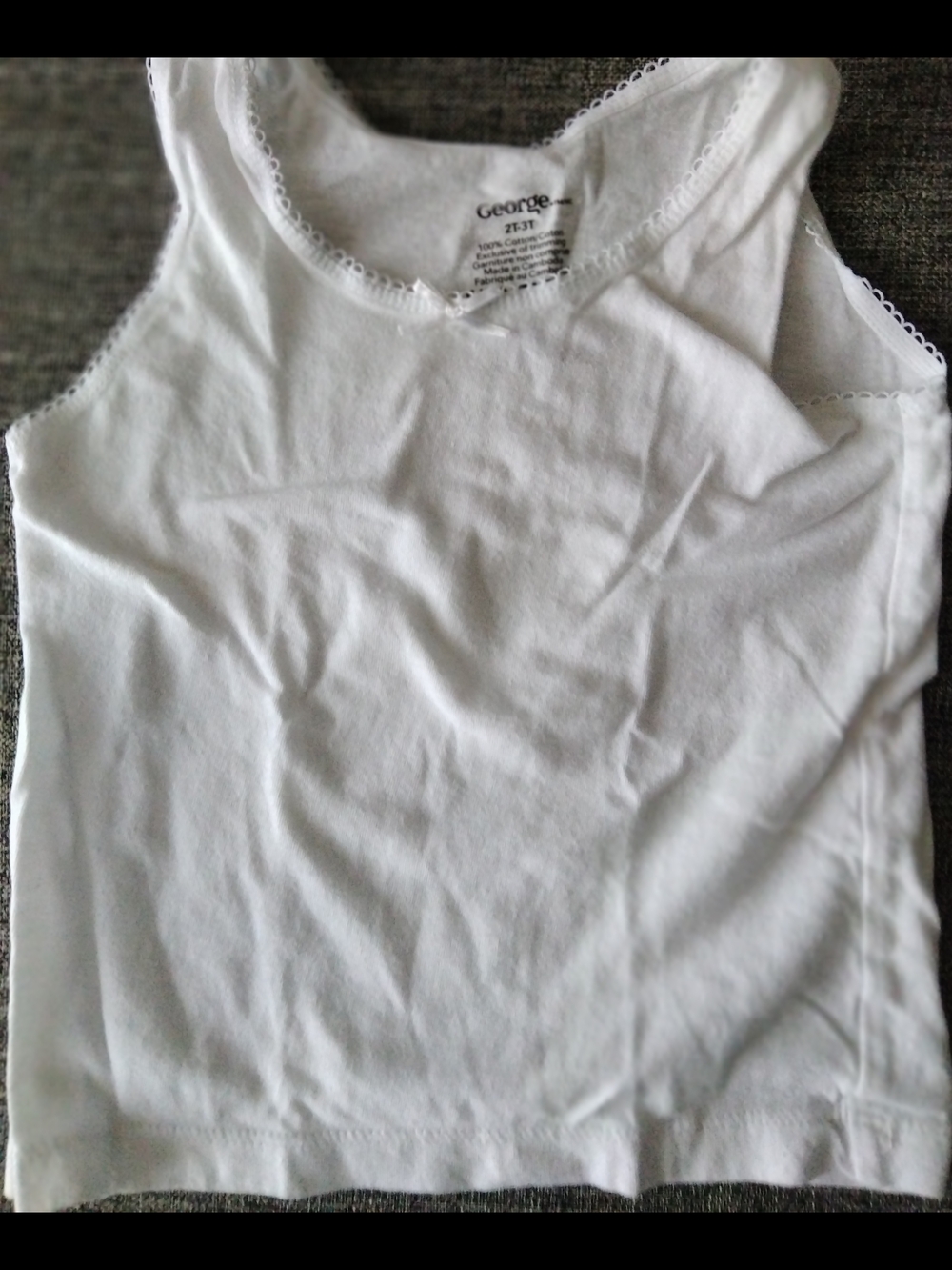 George White Girls' Tank Top with Lace Trim 100%cotton